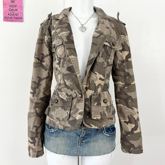 Jackets & Blazers - french cuff camo utility jacket
